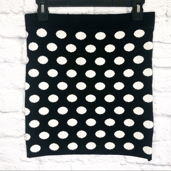 Polka Dot Black & White Pencil Mini Skirt - Picture 1 of 4